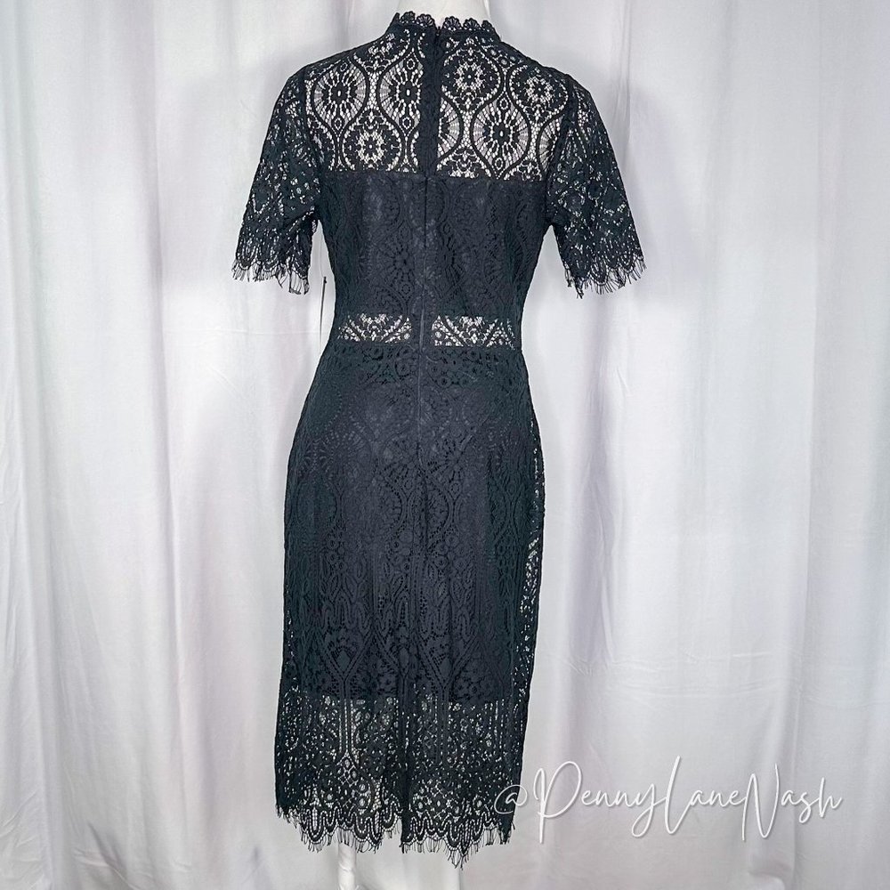 NWT Lulu's Remarkable Black Sheer Lace Short Sleeve Midi Dress - Picture 7 of 15